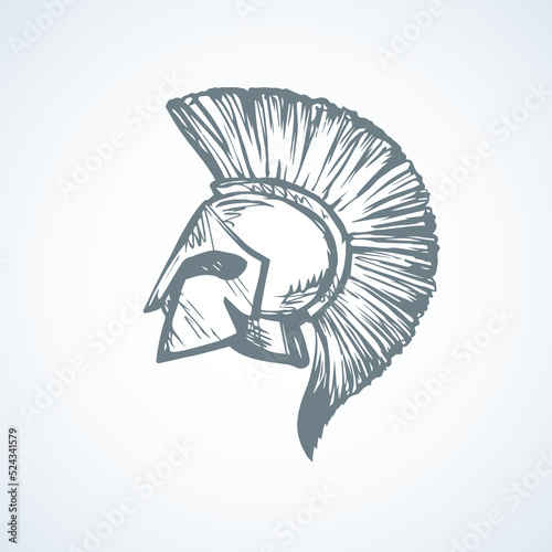 Spartan helmet. Vector drawing