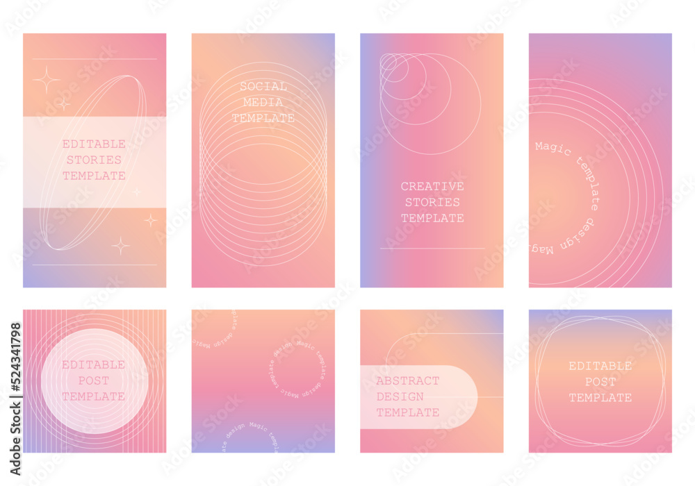 Gradient templates for social media posts and stories. Gradient design for poster, social media, banners. Vector designs set.