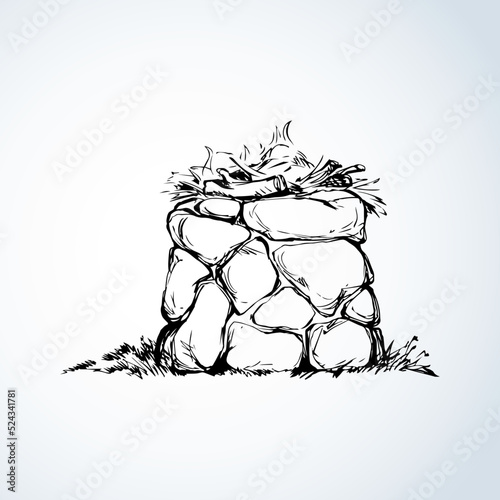 Stone Altar. Vector drawing