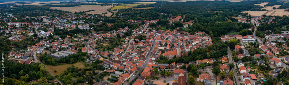  Aerial view of the old town Bad Belzig in Germany on a sunny afternoon in spring