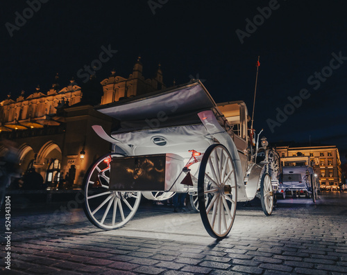 Carriage on the Main Square in Krakow, night view