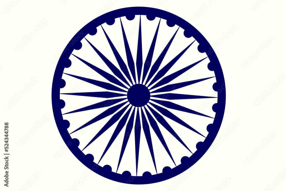 indian national emblem ashok chakra or ashok wheel isolated on white background - obrazy, fototapety, plakaty 