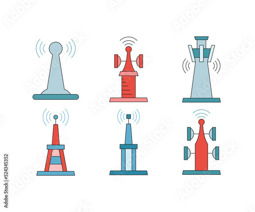 network and communication tower icons vector illustration