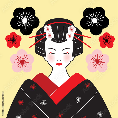 geisha with flowers