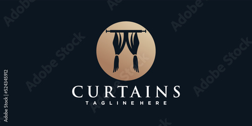 Curtain fabric logo design template inspiration simple and unique Premium Vector