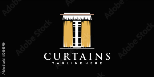 Curtain fabric logo design template inspiration simple and unique Premium Vector