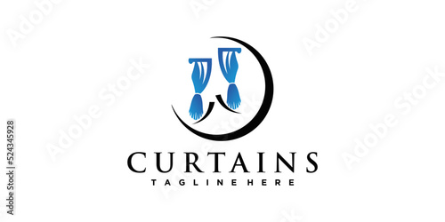Curtain fabric logo design template inspiration simple and unique Premium Vector