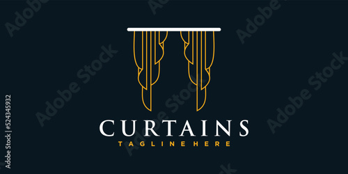 Curtain fabric logo design template inspiration simple and unique Premium Vector