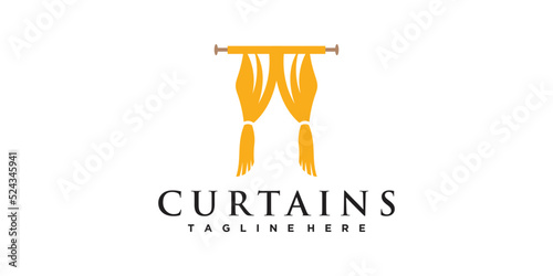 Curtain fabric logo design template inspiration simple and unique Premium Vector