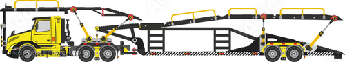 Auto transport aka car transport truck or car hauler truk side view in semi truck model vector