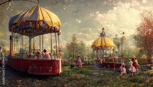 Vintage toned picture of an amusement park.3d rendering. © Яна Деменишина