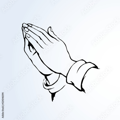 Praying hands. Vector drawing