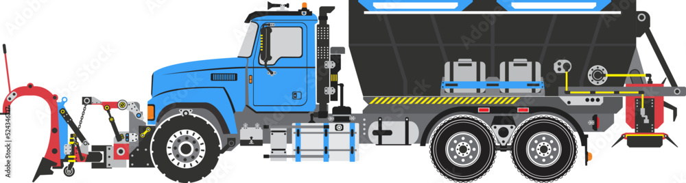 Snow and Ice Control Truck conducted as necessary to improve traction and is based on pavement temperature and atmospheric conditions vector