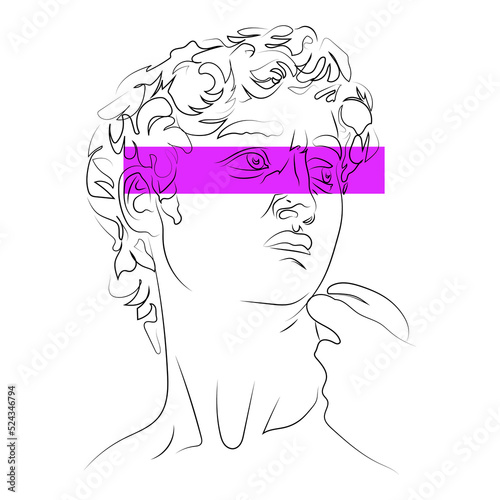 Head of David, minimalism, line art, classical art