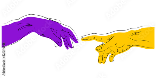 Adam's hands, Adam's birth, minimalist line art