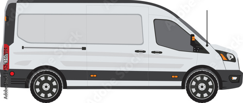 Cargo service or cargo van side view in white color vector