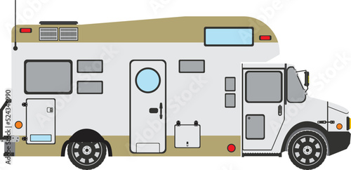 Luxurious motorhome or recreational vehicle RV camper car flat vector