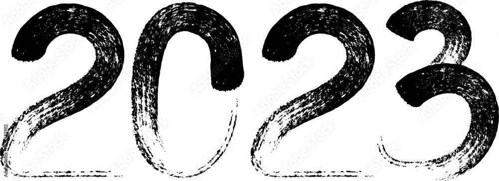 2023 New Year. Decorative brush numbers. Art lettering. 2023 New Year. Decorative brush numbers. Art lettering.