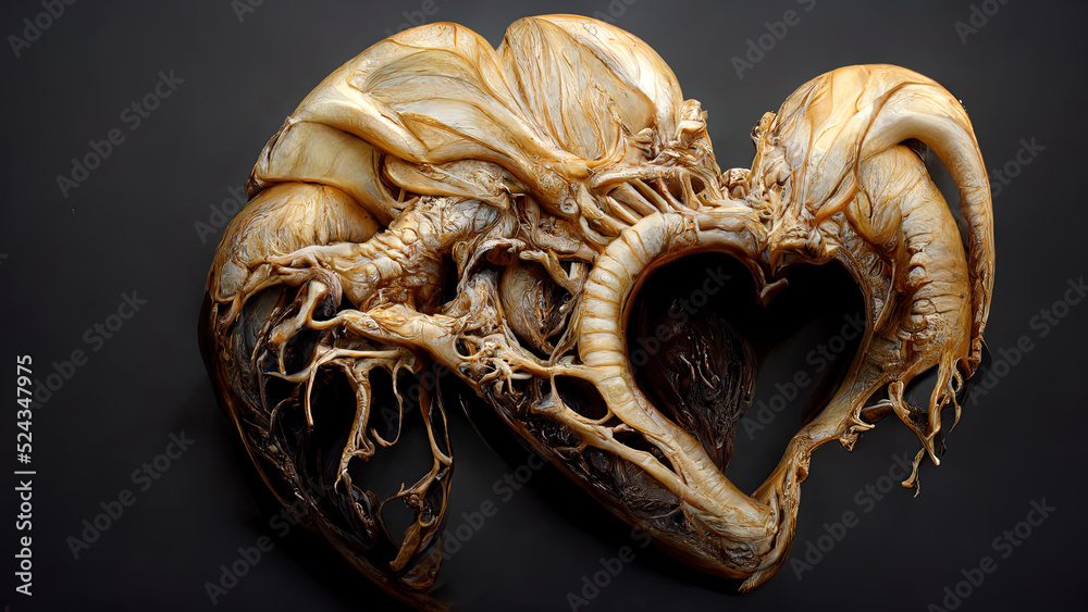 Naklejka premium Spooky abstract hearts. Halloween. Hi tech. AI.