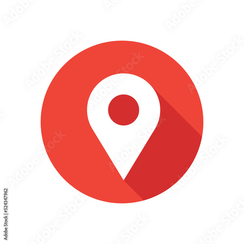 Free Download Location flat icon on round button in long shadow style. - GFXLoad