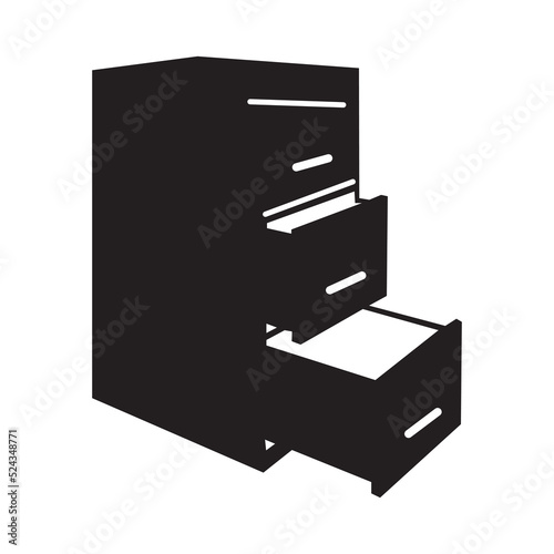Archive filing cabinet drawer icon | Black Vector illustration |