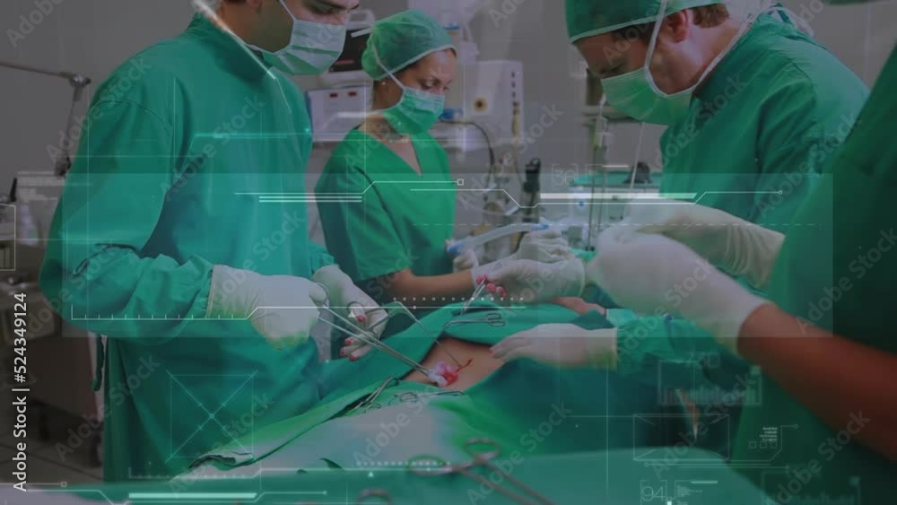 Animation of data processing over diverse surgeons in operating theatre Animation of data processing over diverse surgeons in operating theatre