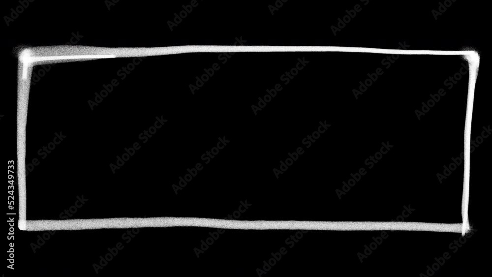 Animation of a simple doodle frame on a black screen. Rectangle for adding text, clips, ads, photos. 4k stock video with dynamic frame with texture. 