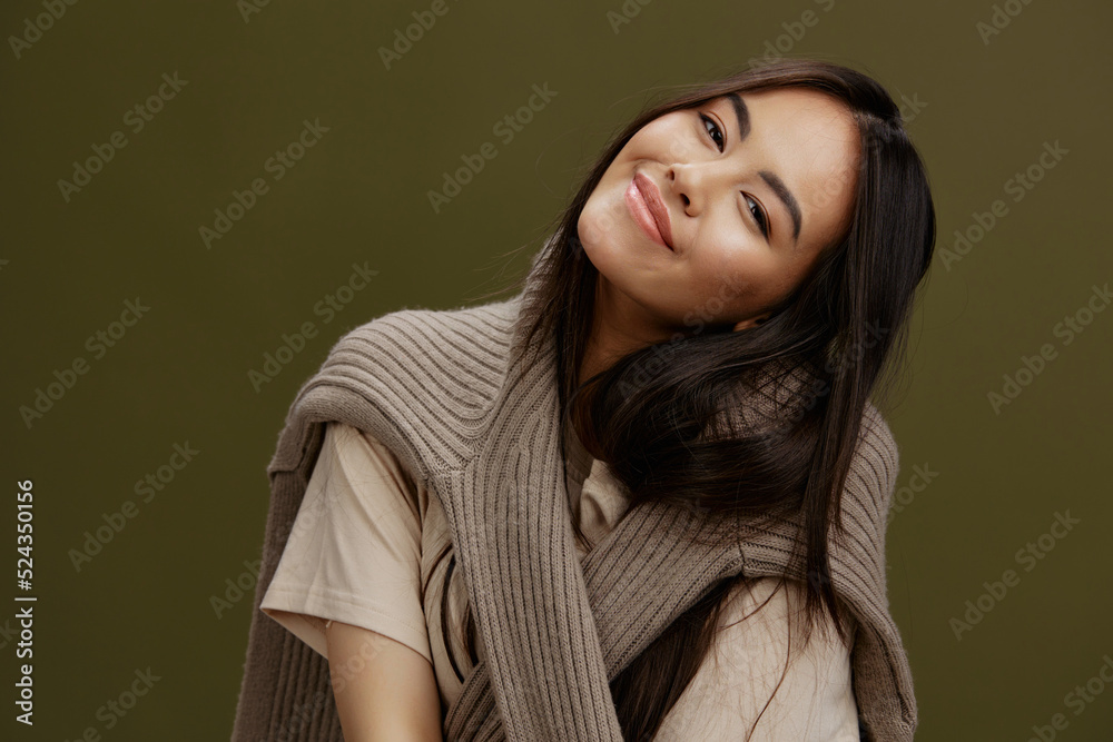 beautiful woman in winter sweater fashion cosmetics clothes isolated background beautiful woman in winter sweater fashion cosmetics clothes isolated background