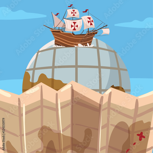 columbus day, ship around world