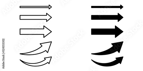 ofvs110 OutlineFilledVectorSign ofvs - arrow vector icon . isolated transparent . arrow set sign . right direction . black outline and filled version . AI 10 / EPS 10 . g11423