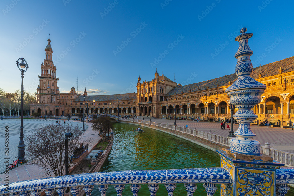 Plaza of Spain in the city of Seville, in Spain