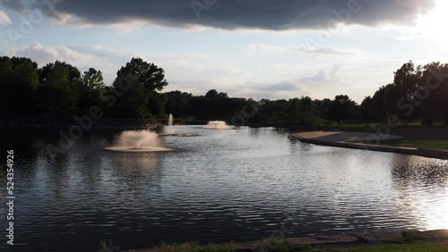 Olathe Community Center Fountains on Overcast Day photo