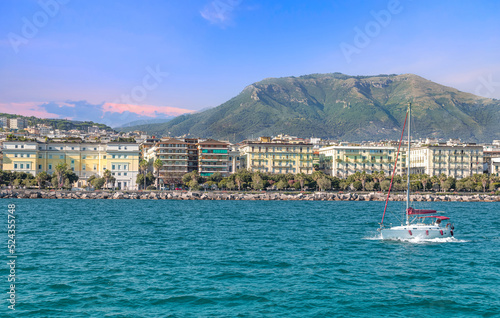 Fototapeta Naklejka Na Ścianę i Meble -  Marina and yacht club in Salerno, Italy, a starting point for Positano and Amalfi coast boat tours.