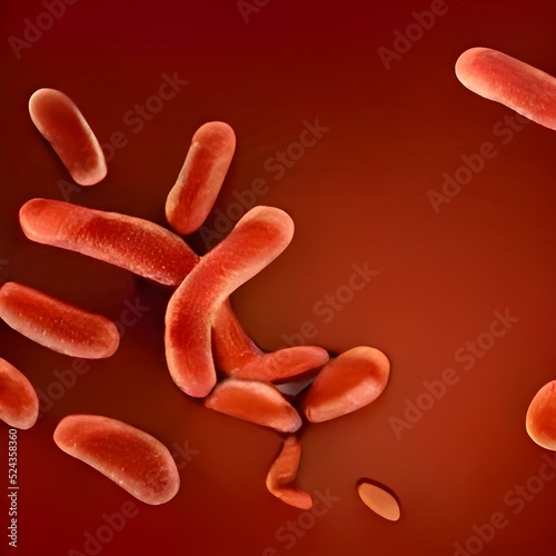 Microscopic view of bacteria. 3d illustration © Cavan