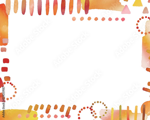 水彩画。水彩タッチの手書きベクターライン。秋のワンポイント水彩風あしらいフレーム。北欧風手描きラインフレーム。Watercolor painting. Hand drawn vector lines with watercolor touch. Autumn one-point watercolor style decorated frame. Scandinavian style hand-pa