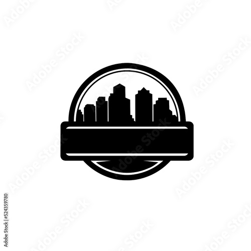 Silhouette logo views city buildings vector image
