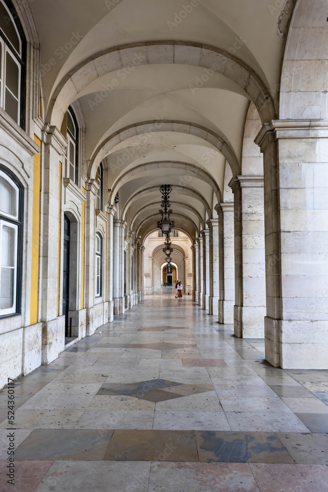 The arcade of the Ministry of Justice and Supreme Tribunal of Justice, Lisbon, Portugal 