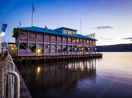 Obraz na plátne Yonkers, NY - Aug 13, 2022 Landscape view of the iconic Yonkers Recreation Pier, located at the foot of Main Street in the Downtown Waterfront District