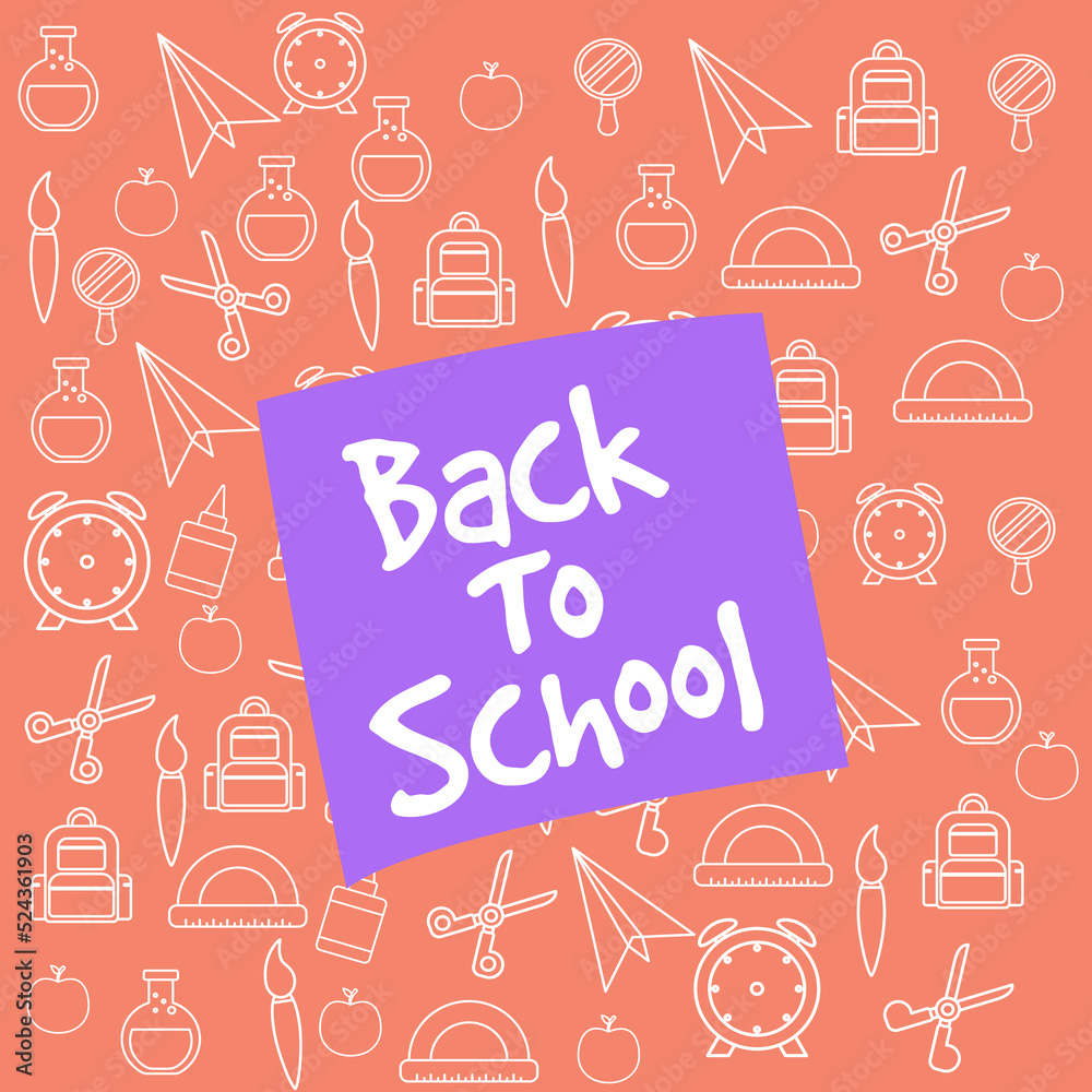 Fototapeta premium Educational theme background, back to school with school equipment 