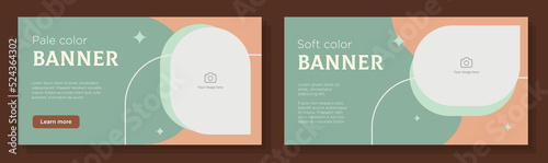 Pale color banner template set, soft gradient modern advertisement sign, store sale horizontal ad, shop offer content marketing post, creative brochure, isolated on background