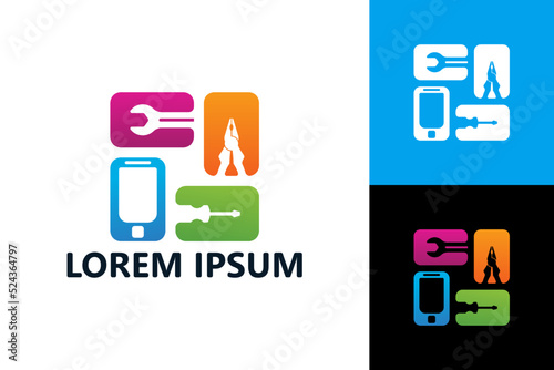 Mobile phone repair logo template design vector