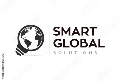 light bulb with globe icon logo template vector