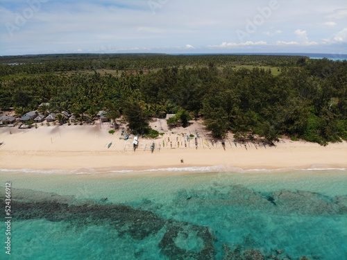 Beautiful aerial shot of beaches and islands in Philippines