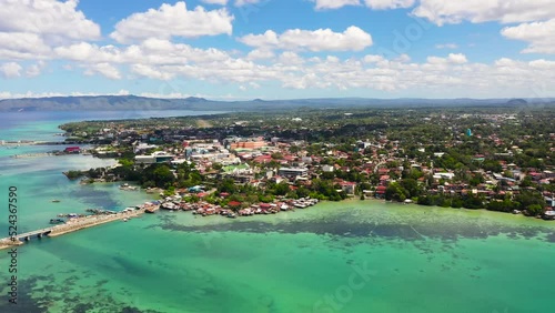 Tagbilaran city with streets, buildings and residential areas. Top view of Tagbilaran city, Bohol, Philippines. photo