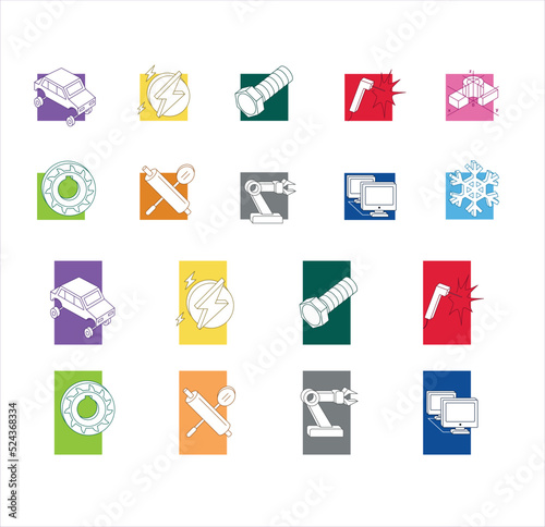 Icons on the theme of technical operations or professions