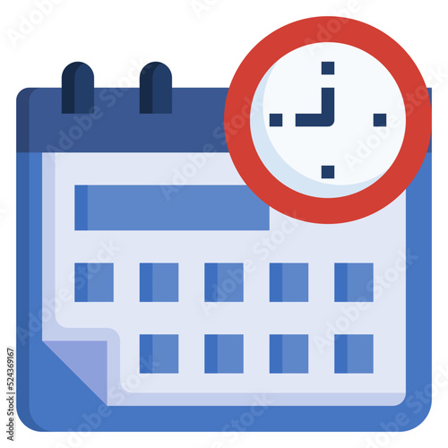 Date and Time flat color icon. Can be used for digital product, presentation, print design and more.