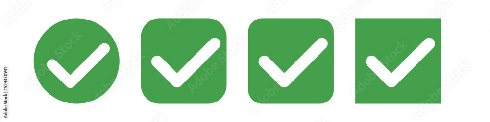 Check box icon set with different rounded corners. Vector. Check box icon set with different rounded corners. Vector.