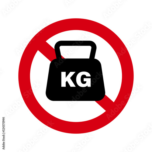 Use of kilogram kettlebell prohibited. Prohibition of weight. Vector.
