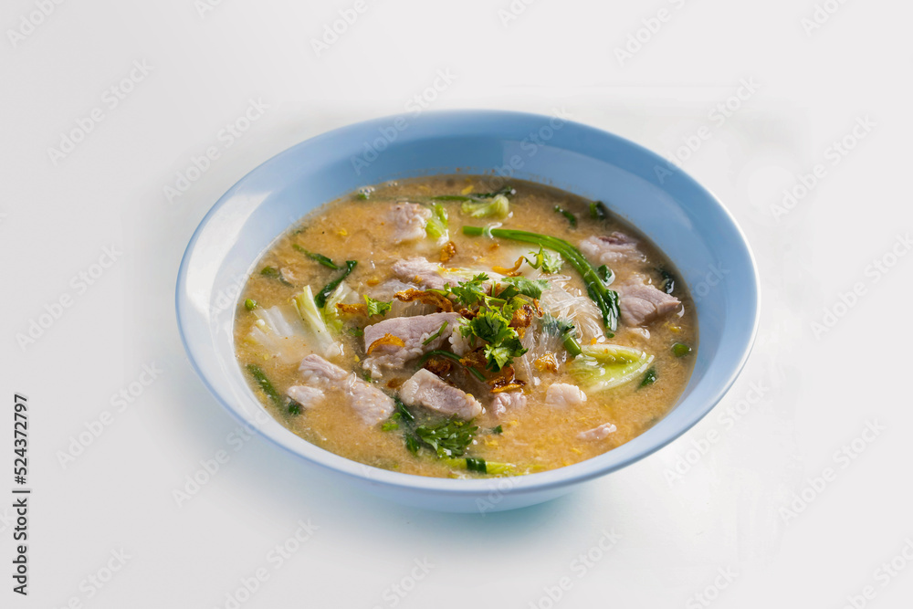 isolated of rice vermicelli Noodle soup, Noodle soup of Thailand, isolated