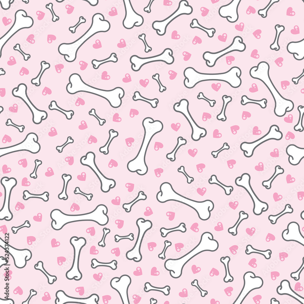Dog bone seamless pattern vector French bulldog pug valentine wallpaper dogs patterns isolated pink background Dog bone seamless pattern vector French bulldog pug valentine wallpaper dogs patterns isolated pink background